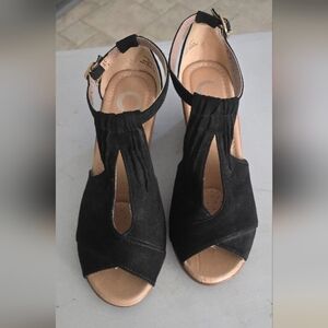 Black Suede Open-Toe Women’s Sandals